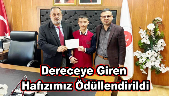 Dereceye Giren Hafızımız Ödüllendirildi